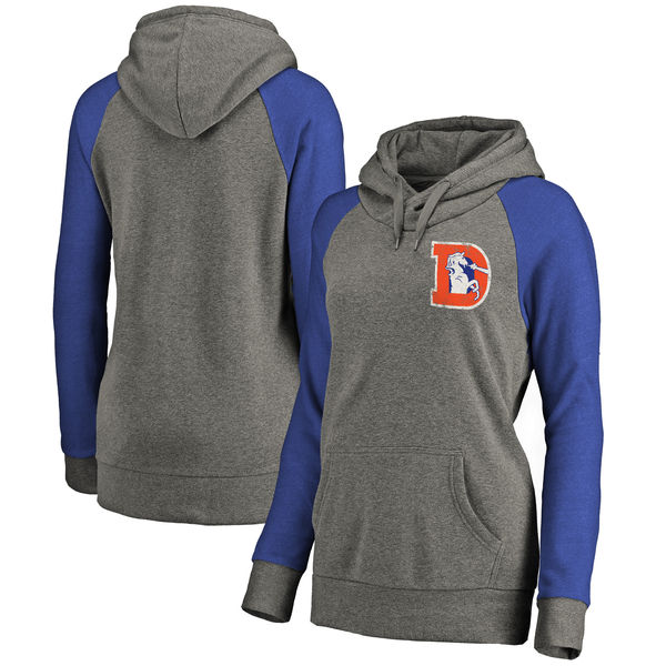 Women Denver Broncos NFL Pro Line by Fanatics Branded Plus Sizes Vintage Lounge Pullover Hoodie - Heathered Gray